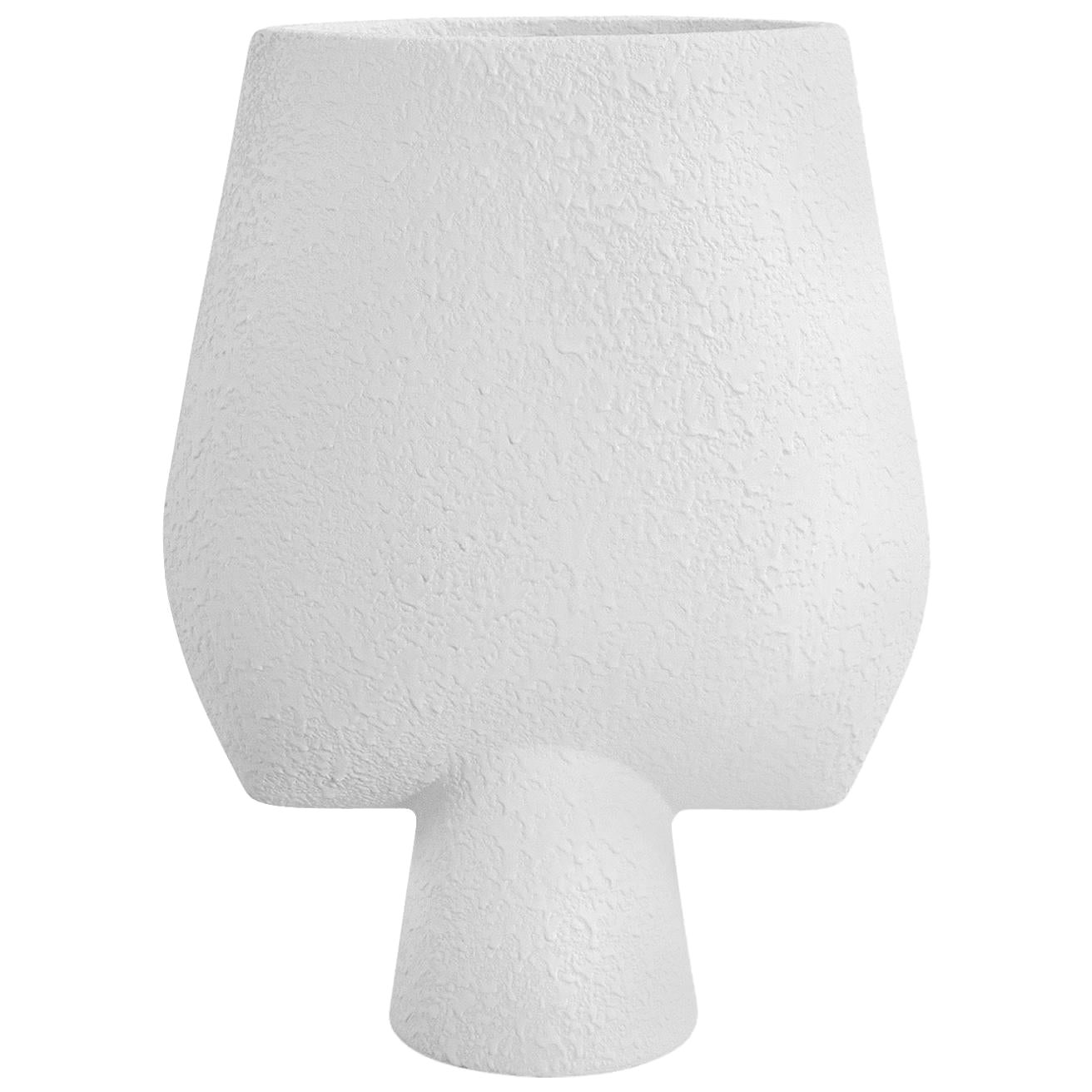 Tall White Arrow Shaped Textured Ceramic Vase, Denmark, Contemporary For Sale
