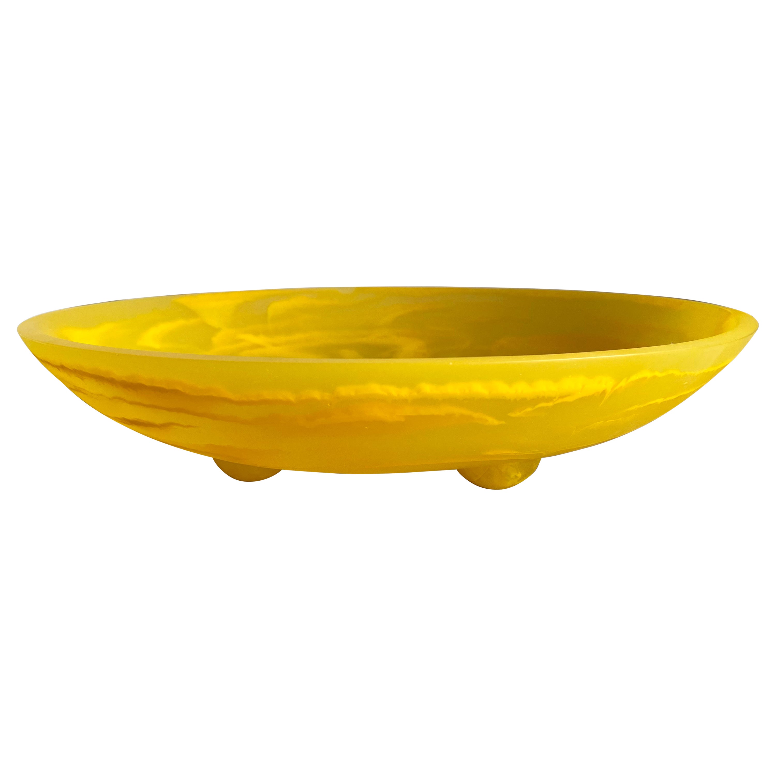 XL Footed Resin Bowl Centerpiece in Yellow by Paola Valle For Sale