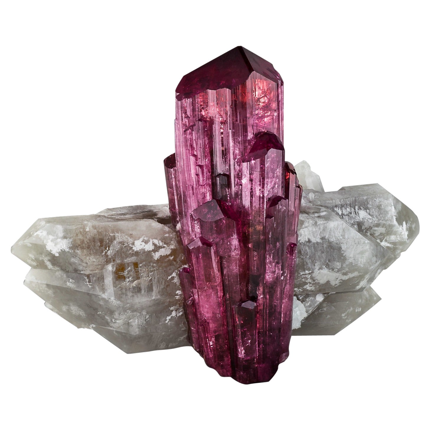 Tourmaline rubellite sur quartz, Russie