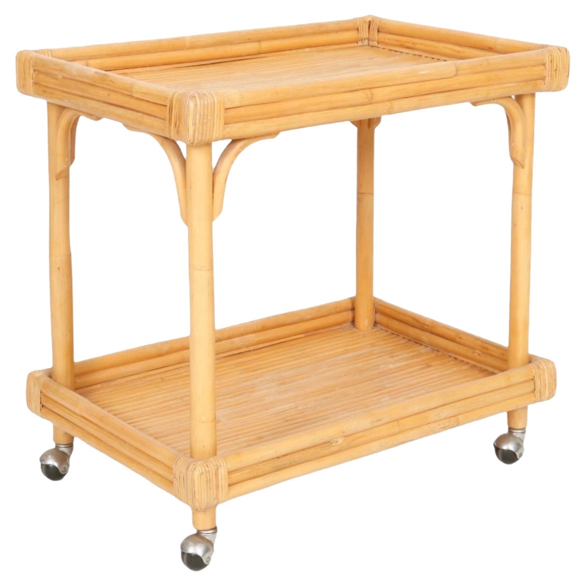 Bamboo Two Tier Bar Cart For Sale