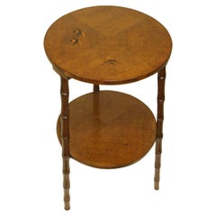 Round Inlaid Faux Bamboo Side Table