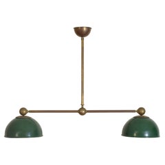 Mid-20th Century Brass and Enameled Tole Two Light Pendant