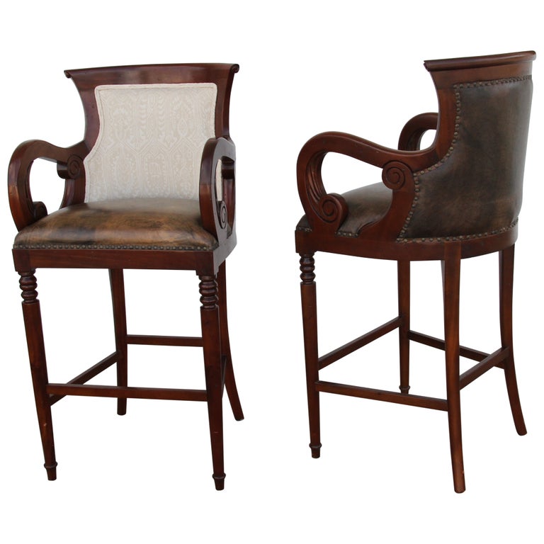 Pair Regency Style Bar Stools For Sale