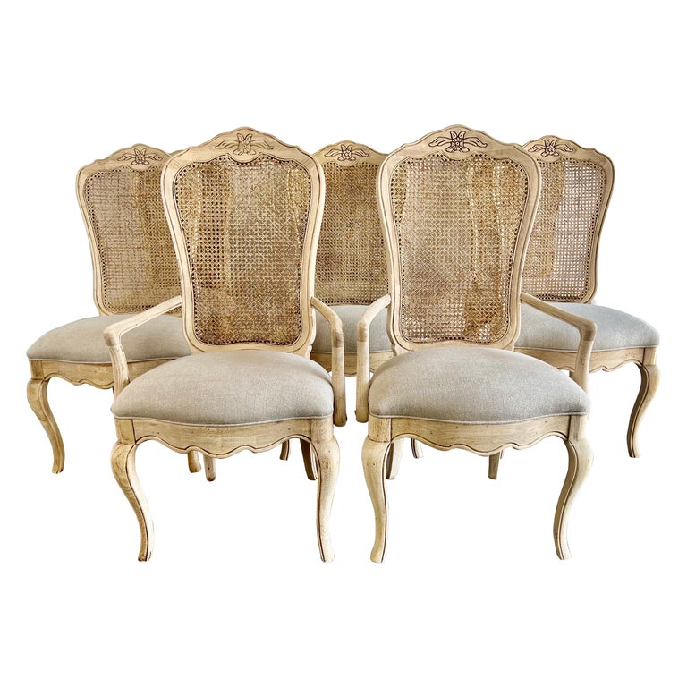 Set of Eight French Cane Back Dining Chairs C. 1930's at 1stDibs