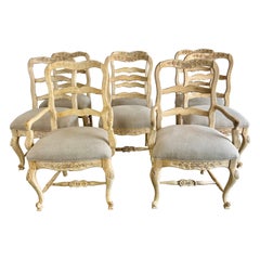 Set of 8 French Ladderback Dining Chairs