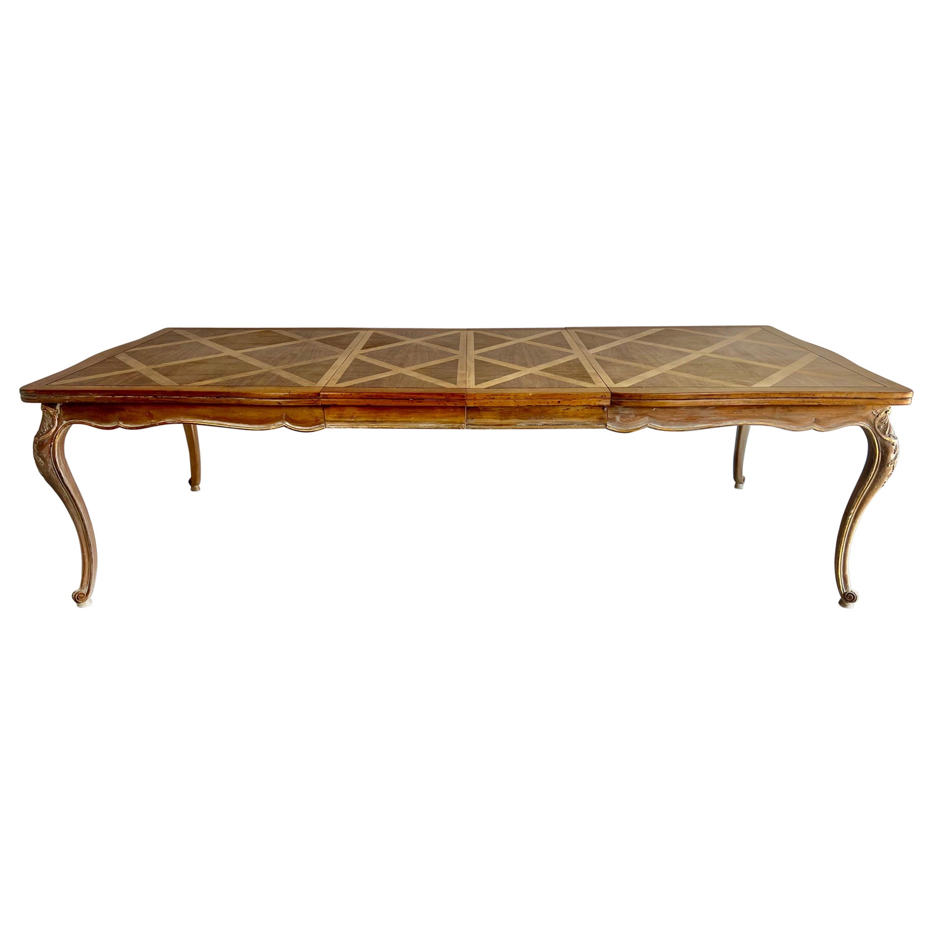 French Inlaid Dining Table w/ Two Leaves