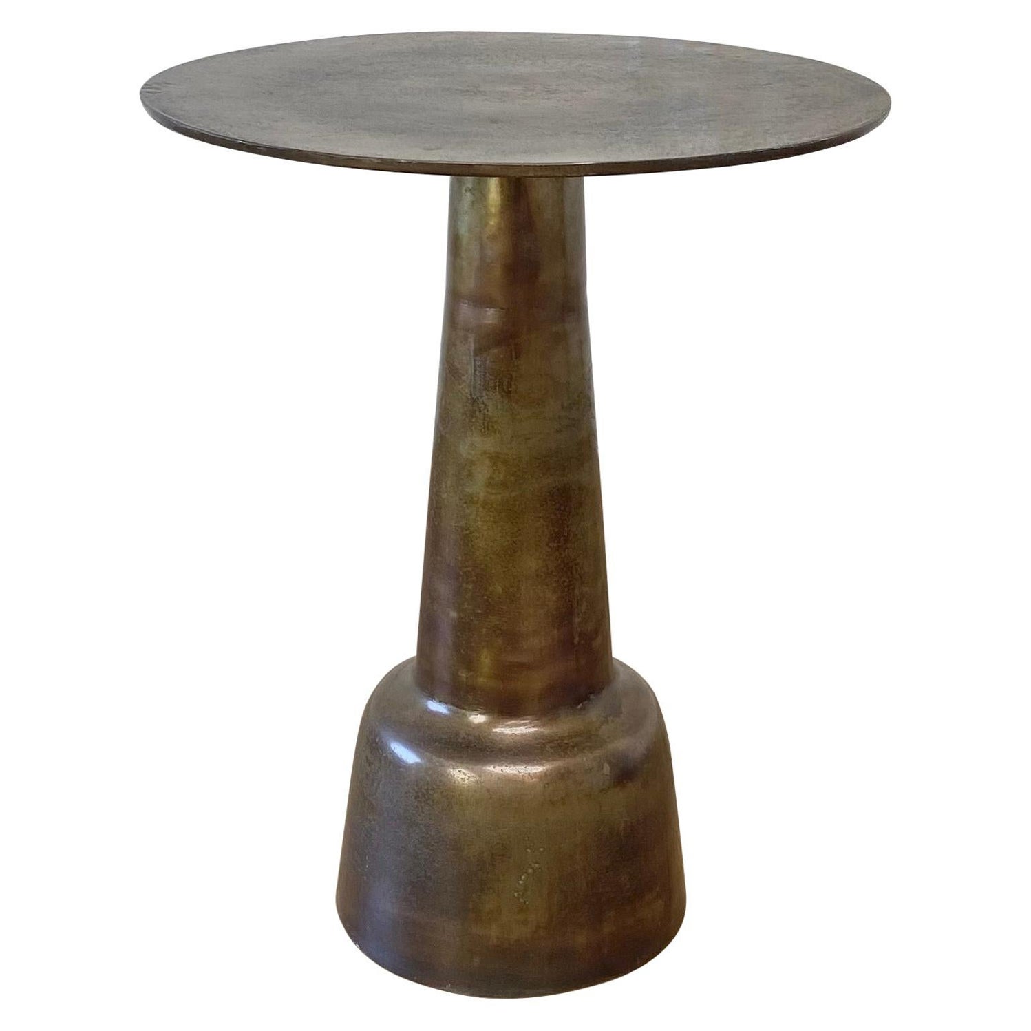 Distressed Metal Side Table with Antique Finish