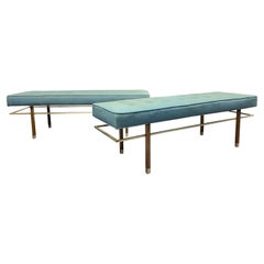 1950s Harvey Probber Pair Brass Floating Benches