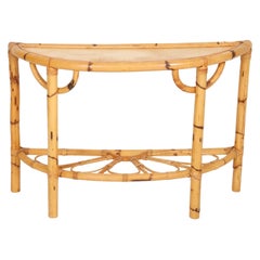 Retro Bamboo Demilune Hall Table