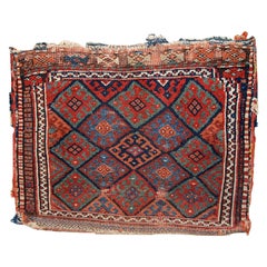 Handmade Antique Kurdish Style Rug, 1880s, 1C451