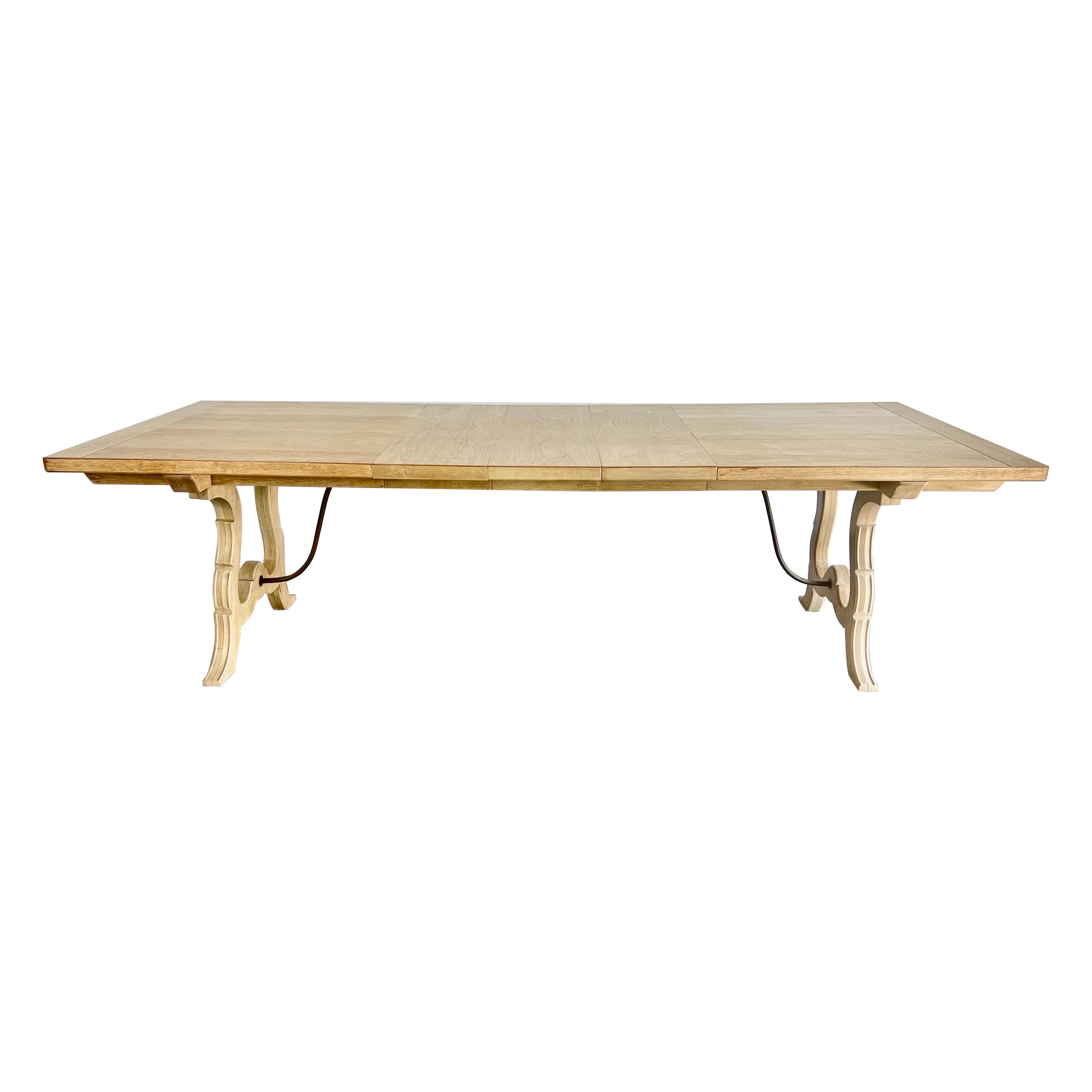 Italian Bleached Dining Table W/ Leaves For Sale