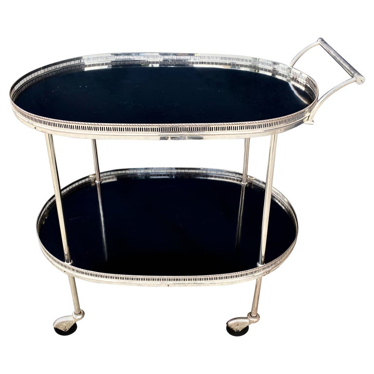 French Silver Plated Bar Cart For Sale at 1stDibs