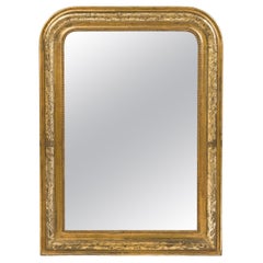 Antique Late 19th Century Pale Gold Northern French Louis Philippe Mirror