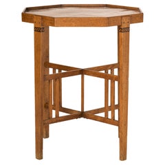 Oak and Copper Viennese Secession Oak Side Table, Austria 1910's