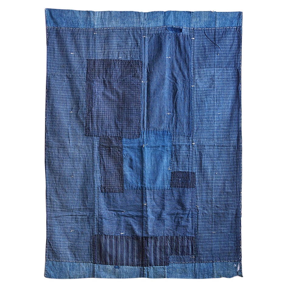 Textile bleu antique « Boro » à patchs, Japon, fin du XIXe siècle