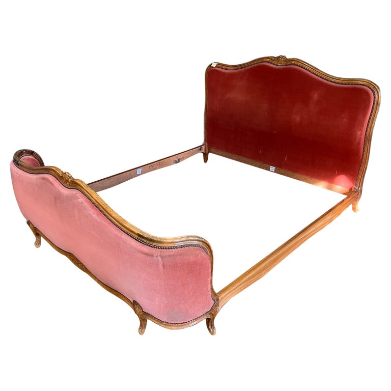 King Vintage French Upholstered Bed at 1stDibs