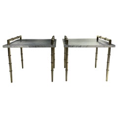 1960s Hollywood Regency Italian Tables, in Brass & Marble