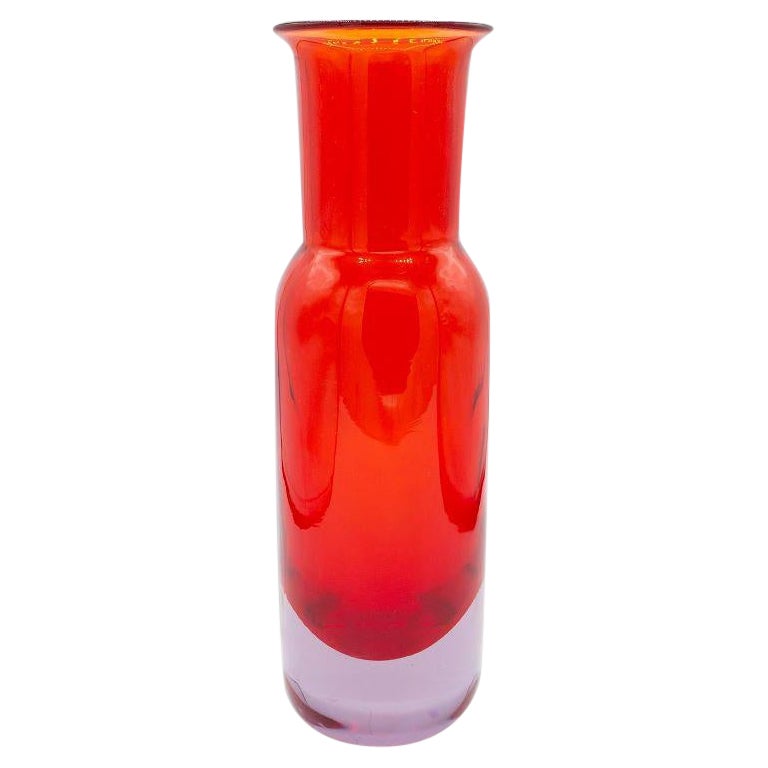 Large Red Art Glass Vase For Sale
