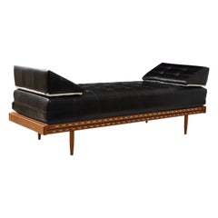 Sofa/Tagesbett aus Buche und Kord von Georges Tigien, Frankreich 1960''s