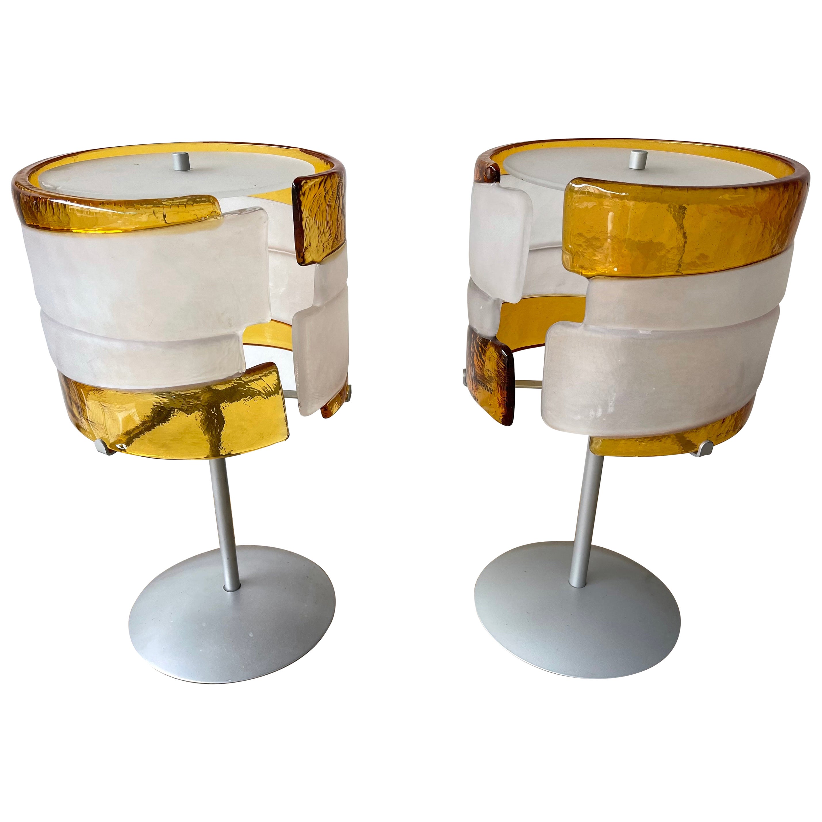 Pair of Murano Glass Lamps by Mazzega, Italy, 1980s For Sale