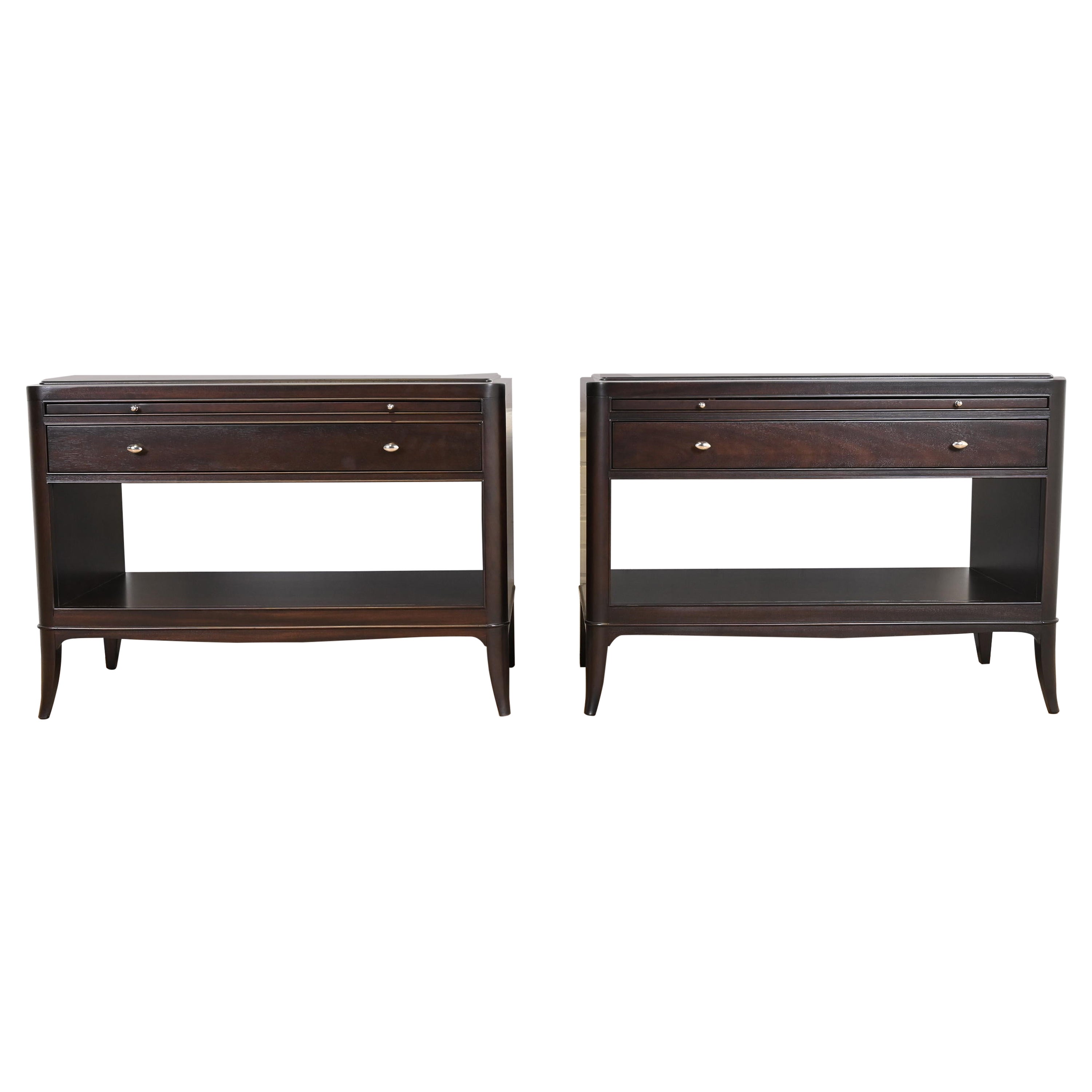 Barbara Barry for Baker Furniture Mahogany Oversized Nightstands, Refinished