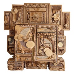 Vintage Robert Salleroli American Abstract Wood Assemblage Monumental Cabinet 