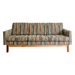 Mid-Century Modern Sofa w/ New Vintage Style Stripe Upholstery