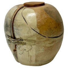 Sandra Johnstone Abstract Ceramic Lidded Vessel c1960s #1