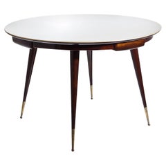20th Century Brown Italian Round Rosewood Game, Card Table by Vittorio Dassi