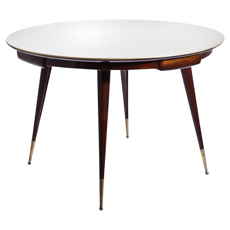 20th Century Brown Italian Round Rosewood Game, Card Table by Vittorio Dassi For Sale