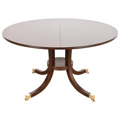Used Baker Furniture Georgian Mahogany Pedestal Extension Dining Table, Refinished