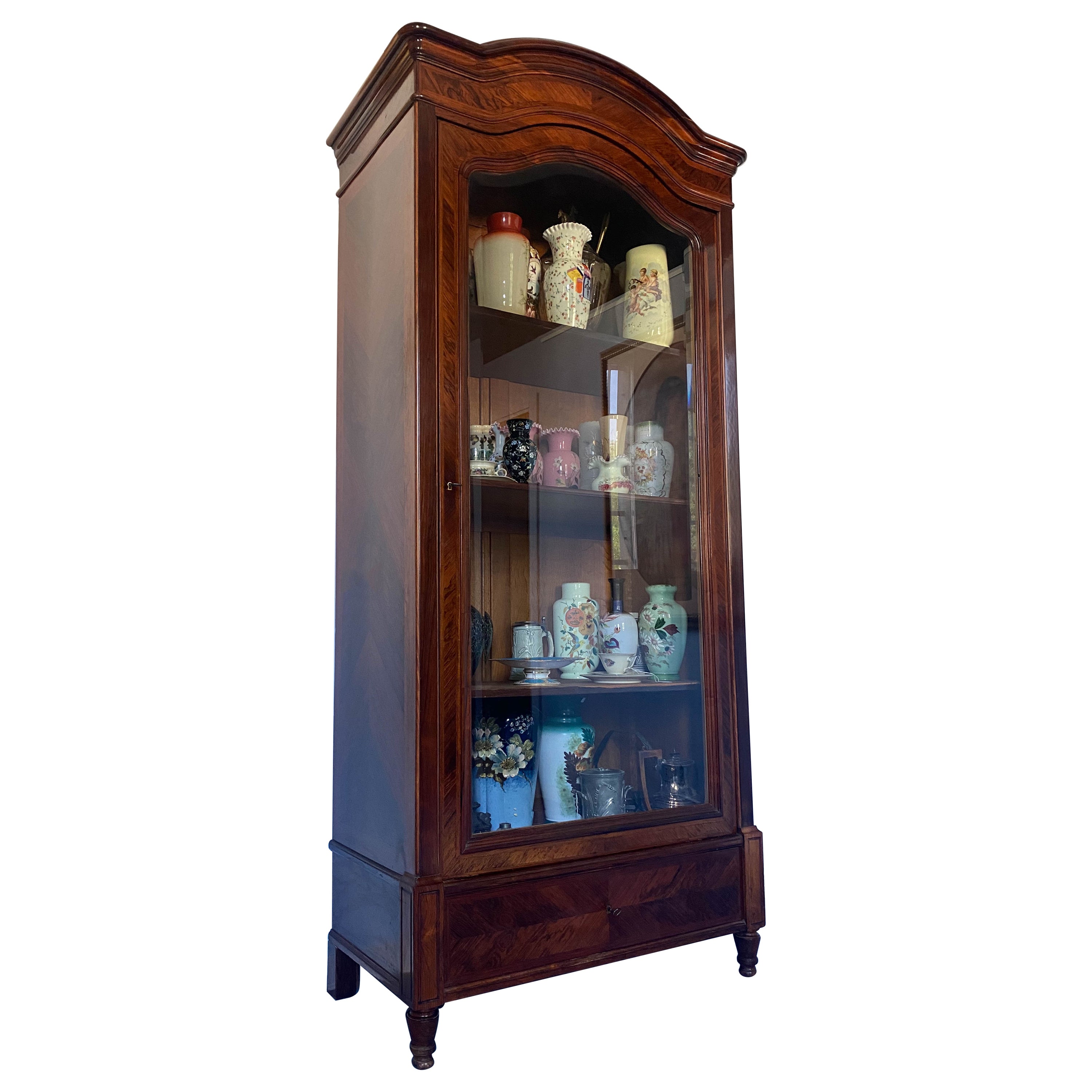 Antique French Showcase Bookcase Louise Philippe, 1850s For Sale