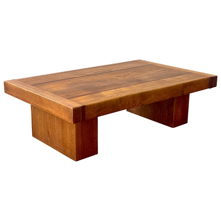 French Solid Oak Coffee Table,  1950's For Sale