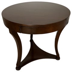 Walnut Finish Round Side Table in Walnut Finish with Drawer