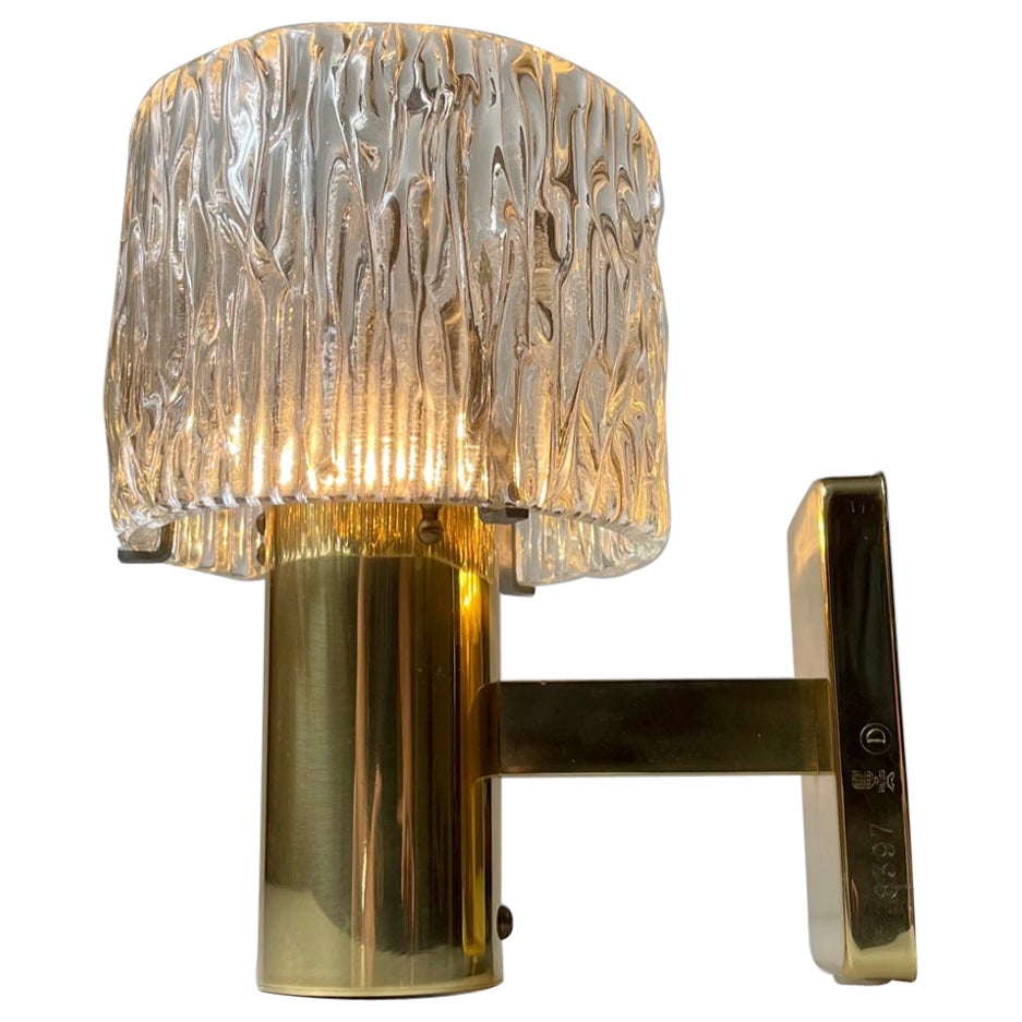 Austrian Crystal & Gilt Brass Wall Sconce by HAGS, 1960s For Sale