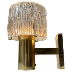 Retro Austrian Crystal & Gilt Brass Wall Sconce by HAGS, 1960s