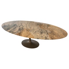 Used Saarinen for Knoll Oval Espresso Marble Dining Table