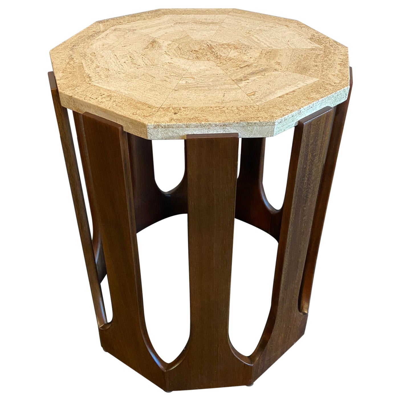 Table d'appoint en mosaïque de travertin Harvey Probber