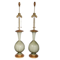 Pair of Marbro Murano Ribbed Glass Table Lamps