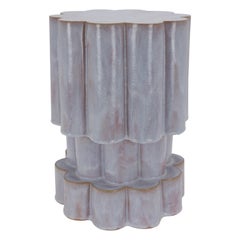 Three-Tier Ceramic Cloud Side Table & Stool in Pink Ice by BZIPPY