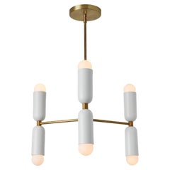 'Lulu' 3-Arm Chandelier in White & Brass by Alvaro Benitez