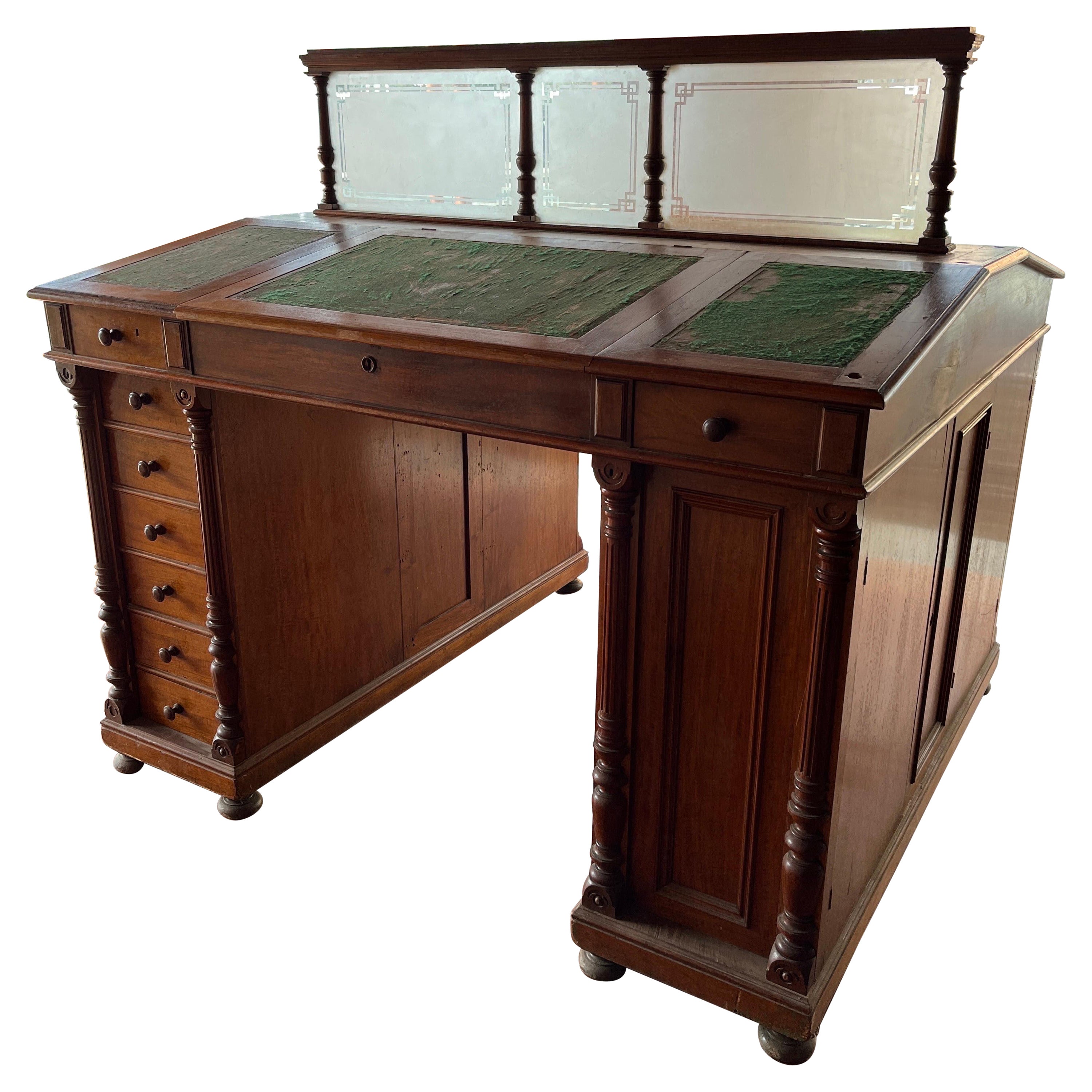 19th Century Biedermeier style Walnut Partner Desk Library