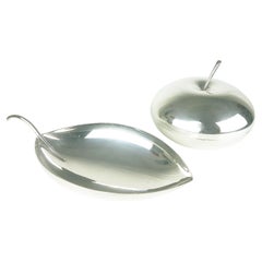 Versilberte Metallschüssel & Dose 1960er Jahre von Christofle