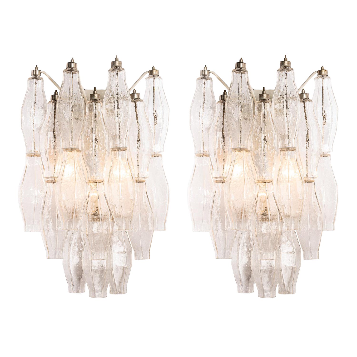 1960s, Pair of Hand Blown Glass Sconces by Carlo Scarpa for Venini