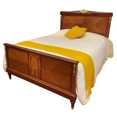 King Size 5’, Walnut Rococo Style French Bed