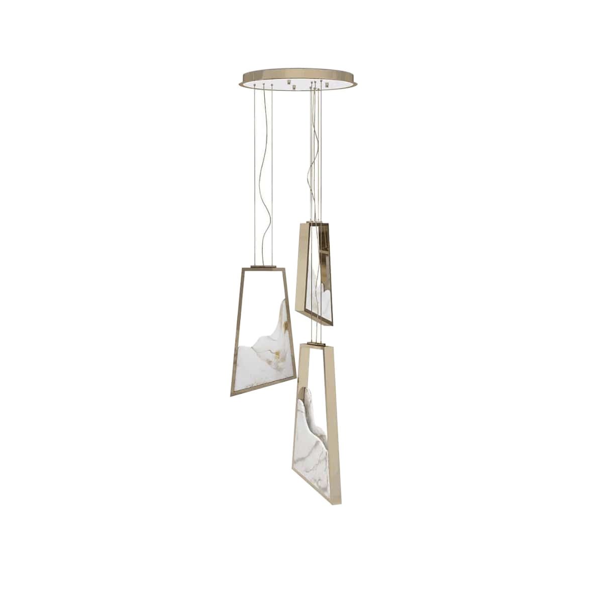 Modern Crystal White Quartzite Stone Magna Suspension Lamp by Luxxu Lighting For Sale