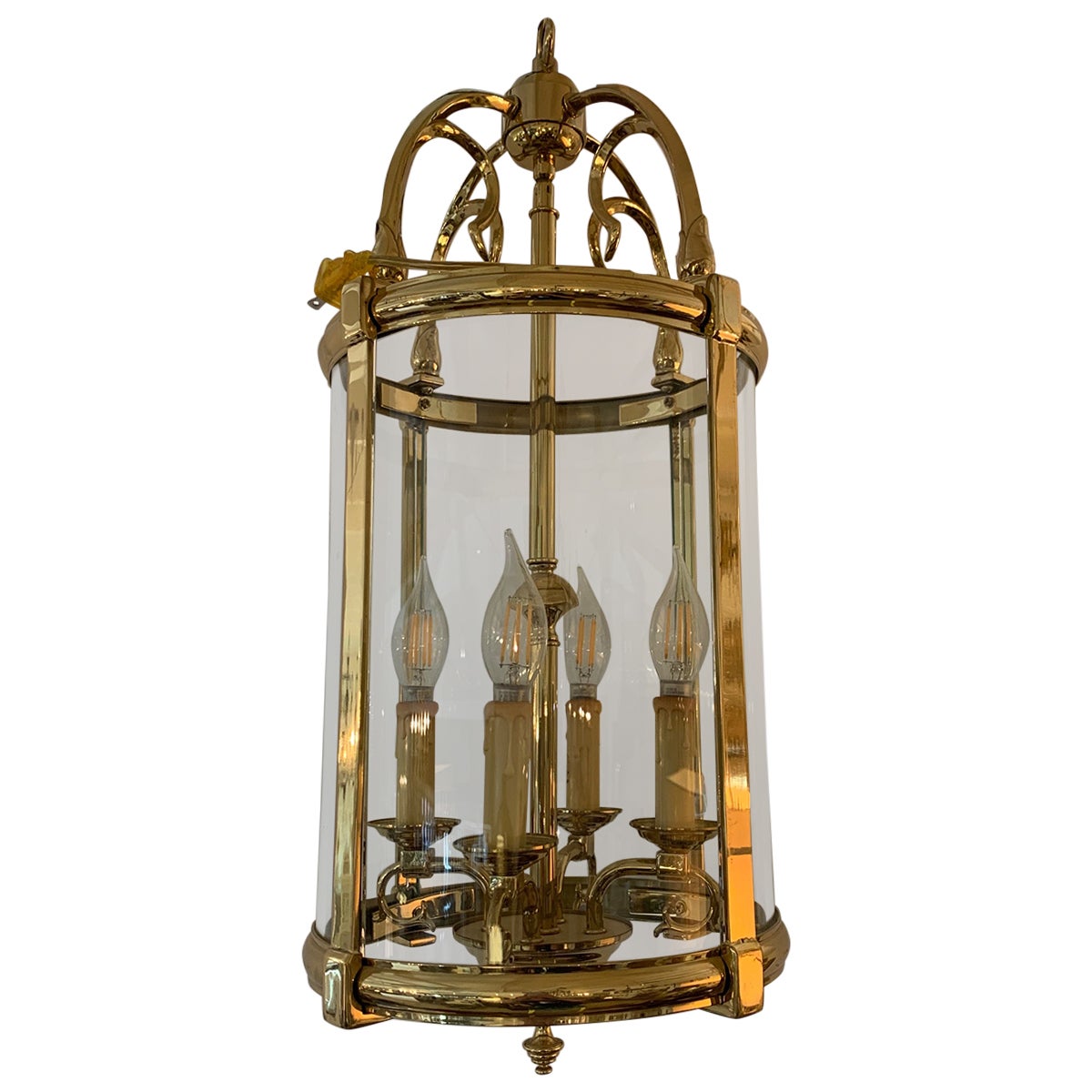 Classic Elegant Cast Brass & Glass Lantern Chandelier