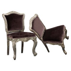 Set of Two Late 18th C Silver Covered Maharajah Chairs