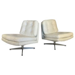 Pair of 1960's Chrome Base Swivel Lounge Chairs