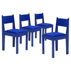 Set of 4 Art Deco Chairs, Special Edition, IKB blue, Customizable